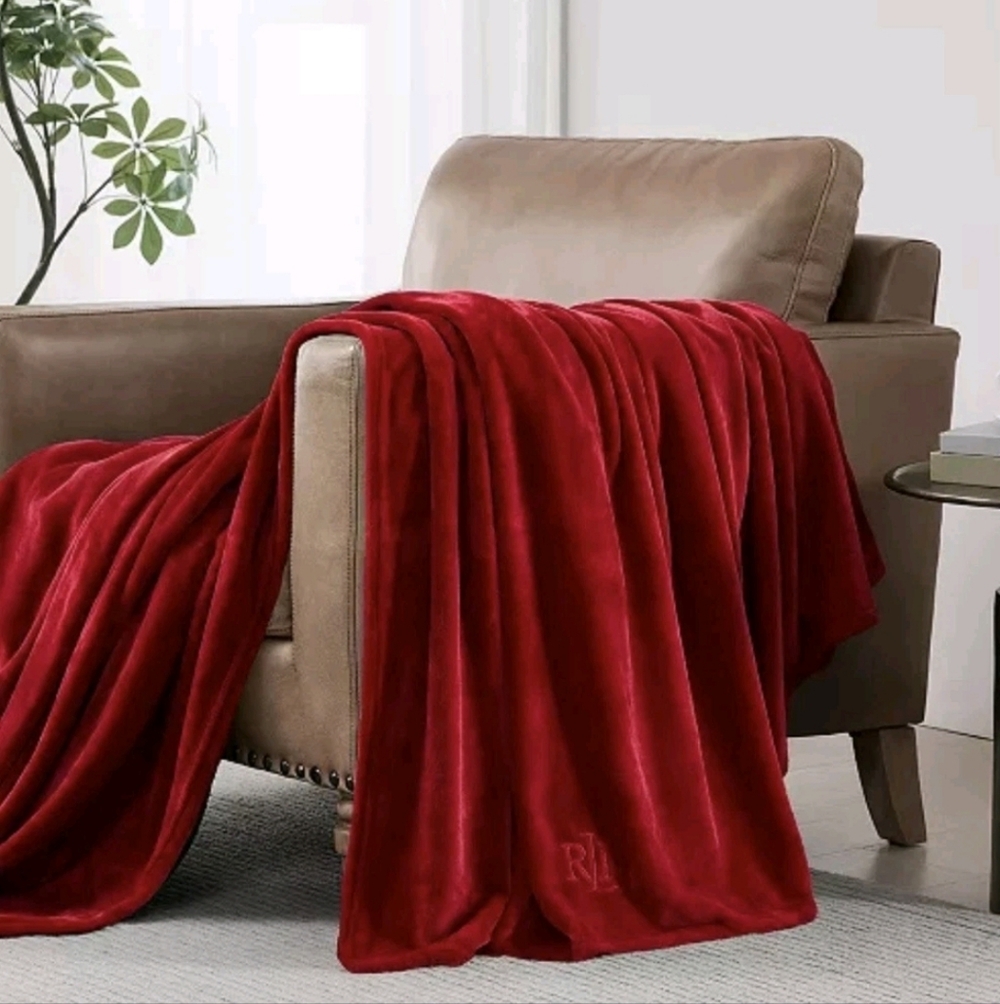 Ralph Lauren Red MicrominkQueen Blanket